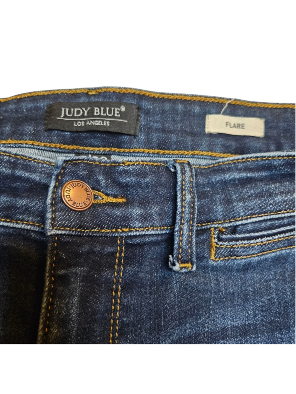 Judy Blue 7/28 Short Medium Wash High Rise Flare Jeans - Picture 6 of 8